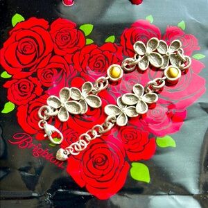 Brighton Everbloom 2 Tone Silver and Gold Flower Bracelet